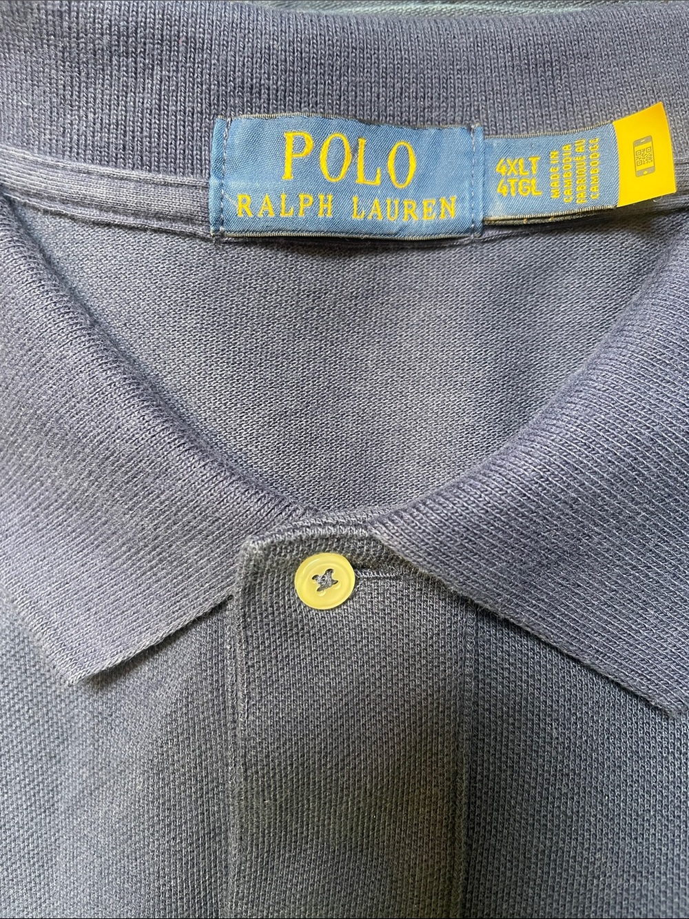 Polo by Ralph Lauren Navy Blue Polo with Yellow Button